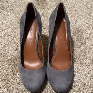 Banana Republic Gray Suede Round-Toe High Heels
